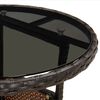 vidaXL Garden Table Ø60x75 cm Tempered Glass and Poly Rattan Brown