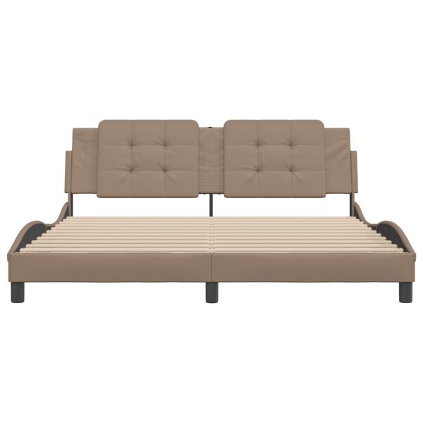 vidaXL Bed Frame without Mattress "Zadar" Cappuccino 180x200 cm Super King Faux Leather