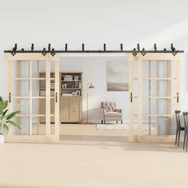 vidaXL Sliding Door Hardware Kit 427 cm Steel Black