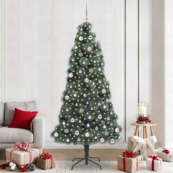 vidaXL Artificial Pre-lit Christmas Tree with Ball Set Green 240 cm