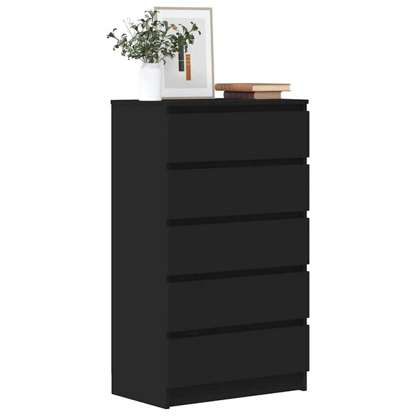 vidaXL Drawer Cabinet Black 60x36x103 cm Engineered Wood