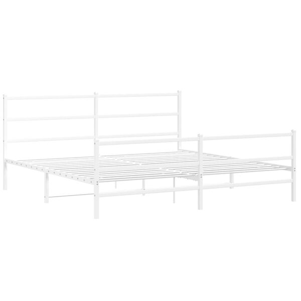 vidaXL Metal Bed Frame without Mattress with Footboard White 193x203cm
