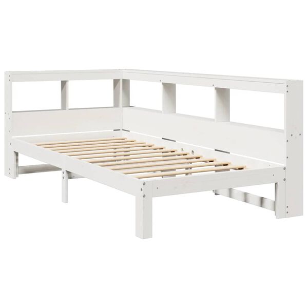 vidaXL Bookcase Bed without Mattress White 90x190 cm Single Solid Wood Pine