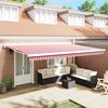 vidaXL Retractable Awning Red and white 500 x 300 cm Fabric, Metal