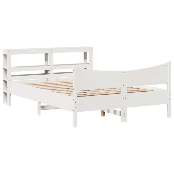 vidaXL Bed Frame with Headboard White 120x200 cm Solid Wood Pine
