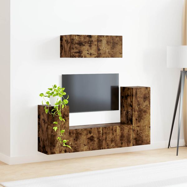 vidaXL TV Cabinet Set 4 pcs Smoked Oak Engineered Wood