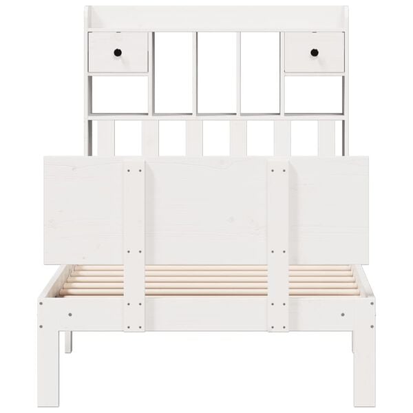 vidaXL Bookcase Bed without Mattress White 90x190cm Solid Wood Pine