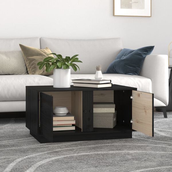 vidaXL Coffee Table Black 80x50x40 cm Solid Wood Pine