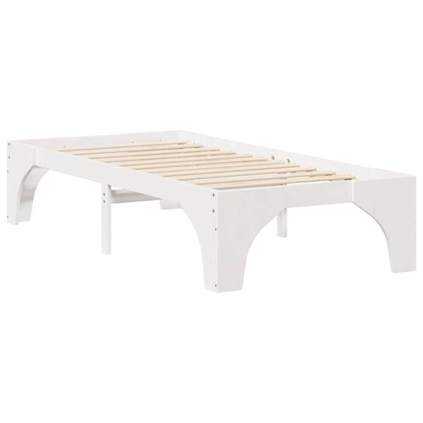 vidaXL Bed Frame White 75 x 190 cm Solid Pine Wood