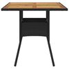 vidaXL Garden Table with Acacia Wood Top Black 80x80x75 cm Poly Rattan