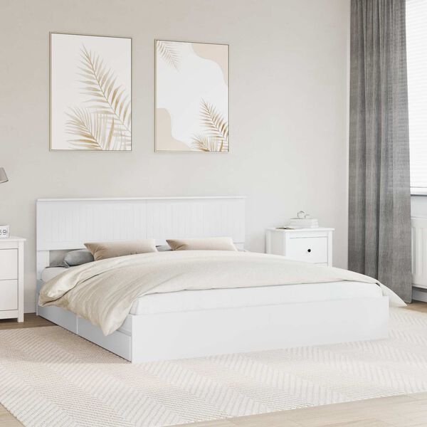 vidaXL Storage Bed with Headboard White 180 x 200 cm Engineered Wood