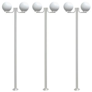 vidaXL Outdoor Floor Lamps 3pcs Silver 215 cm Stainless Steel