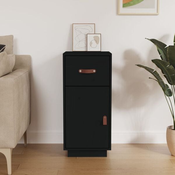 vidaXL Sideboard Black 34x40x75 cm Solid Wood Pine