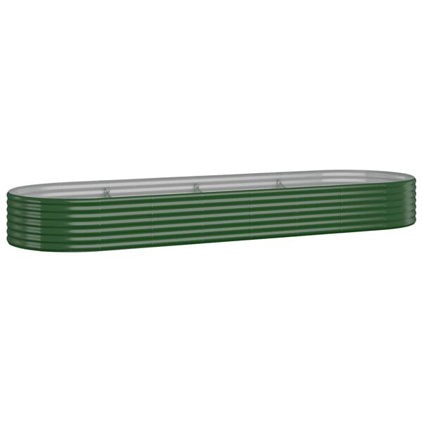 vidaXL Garden Raised Bed Galvanised Steel 322x100x36 cm Green