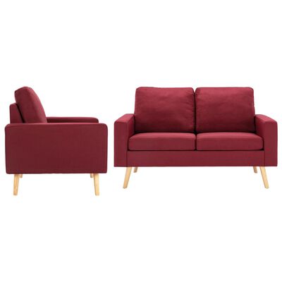 vidaXL 2 Piece Sofa Set Fabric Wine Red