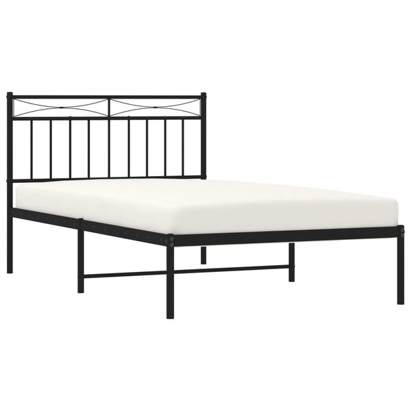 vidaXL Metal Bed Frame without Mattress with Headboard Black 107x203cm