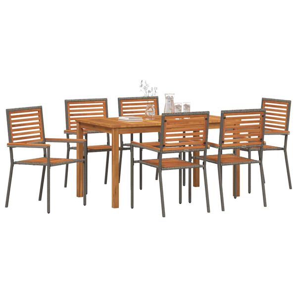 vidaXL Garden Dining Set 7 pcs Grey Solid Acacia Wood
