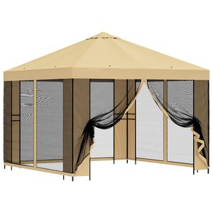 vidaXL Garden Gazebo with Sidewalls 3 x 3 m Cream Polyester and Steel