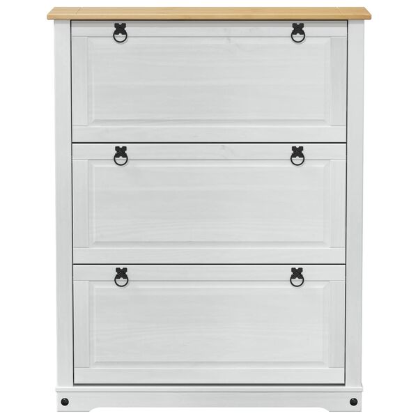 vidaXL Shoe Cabinet Corona White 99 x 32 x 122 cm Solid Pine Wood