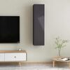 vidaXL TV Cabinets 2 pcs High Gloss Black 30.5x30x60 cm Engineered Wood