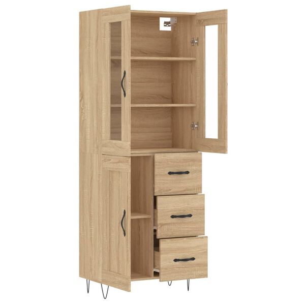 vidaXL Highboard Sonoma Oak 69.5x34x180 cm Engineered Wood