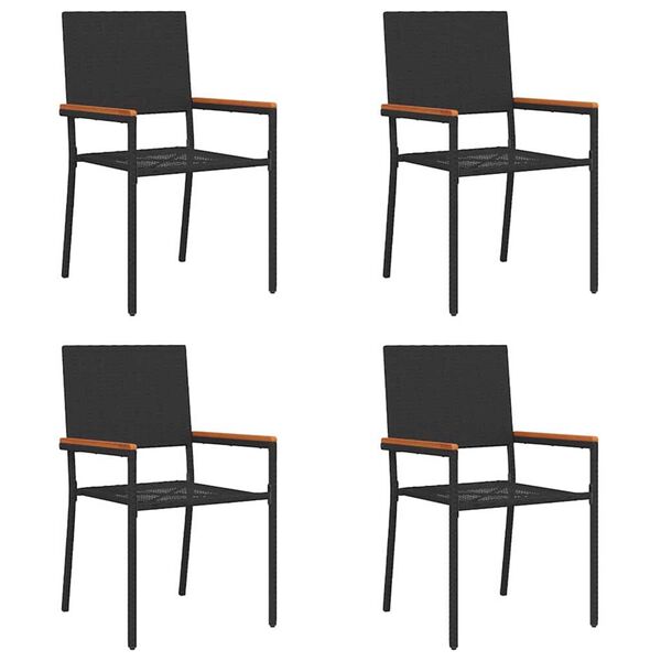 vidaXL Garden Stacking Chairs 4 pcs Black and Brown