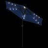 vidaXL Garden Parasol with LEDs and Steel Pole Azure Blue 225x225x212cm