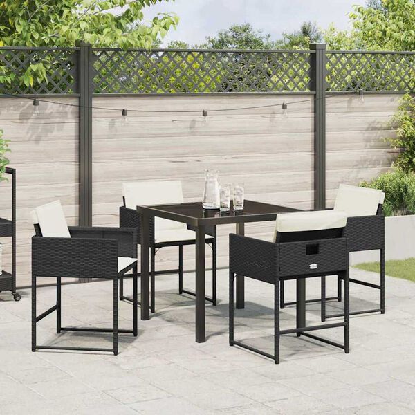 vidaXL Garden Dining Set 5 pcs Black Poly Rattan