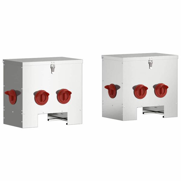 vidaXL Chicken Feeder 2 pcs Silver 40.5 x 25 x 38 cm Galvanised Steel