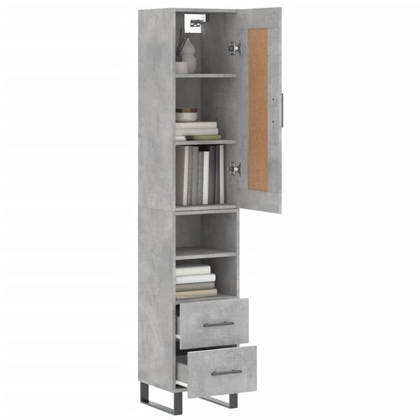 vidaXL Highboard Concrete Grey 34.5x34x180 cm Engineered Wood
