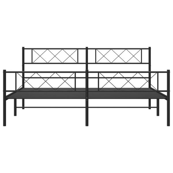 vidaXL Metal Bed Frame without Mattress with Footboard Black 180x200cm