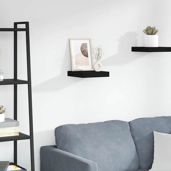 vidaXL Floating Wall Shelf Black 23x23.5x3.8 cm MDF