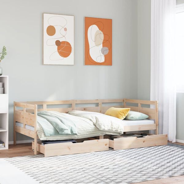 vidaXL Daybed with Drawers without Mattress 90x200 cm Solid Wood