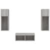 vidaXL 4 Piece TV Wall Cabinets with LED Lights Grey Sonoma