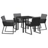 vidaXL Garden Dining Set 5 pcs Black Poly rattan