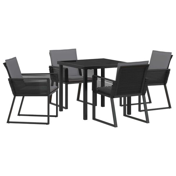 vidaXL Garden Dining Set 5 pcs Black Poly rattan