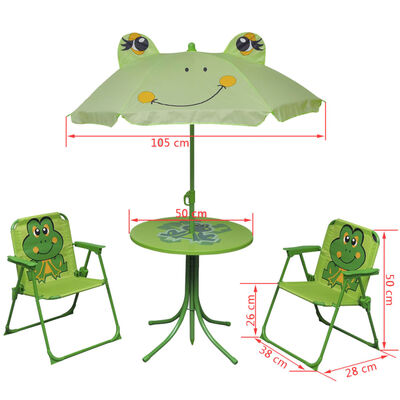 vidaXL 3 Piece Kids' Garden Bistro Set with Parasol Green