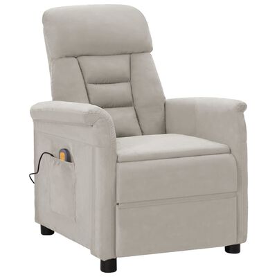 vidaXL Massage Chair Light Grey Microfiber Fabric