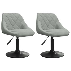 vidaXL Swivel Dining Chairs 2 pcs Light Grey Velvet