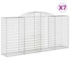 vidaXL Arched Gabion Baskets 7 pcs 300x50x140/160 cm Galvanised Iron