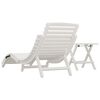 vidaXL Sun Lounger with Table White Solid Wood Acacia