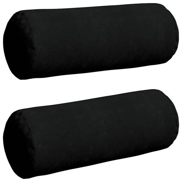 vidaXL Bolster Pillows 2 pcs Black Ø 25 x 70 cm Microfibre Fabric