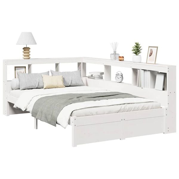 vidaXL Bookcase Bed without Mattress White 90x190 cm Solid Wood Pine