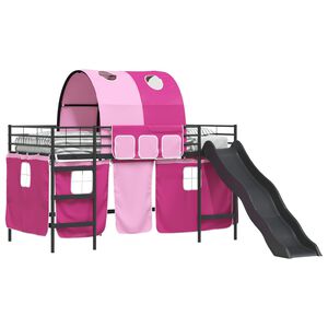 vidaXL Kids'Loft Bed Frame Black and Pink 80 x 200 cm Metal
