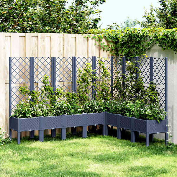 vidaXL Garden Planter with Trellis Blue Grey 200x160x142 cm PP