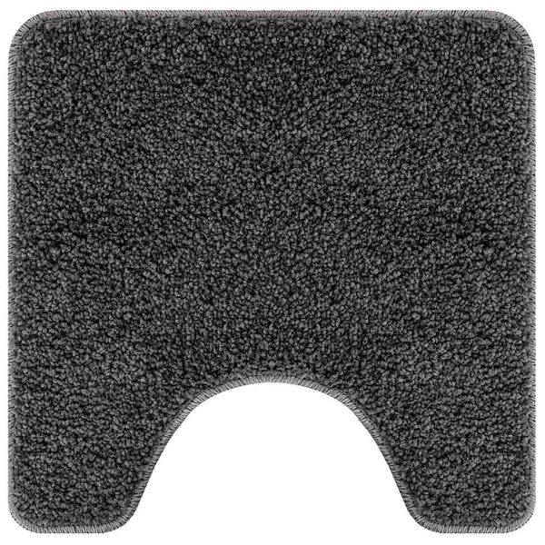 vidaXL Anti-slip Bath Mat with Toilet Cut Dark Grey 50 x 50 cm PP