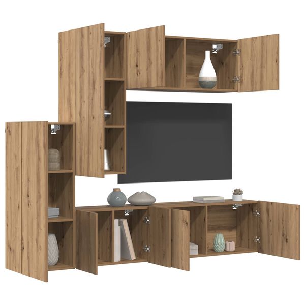 vidaXL TV Wall Unit Wall-mounted 5 pcs Artisan Oak Engineered Wood