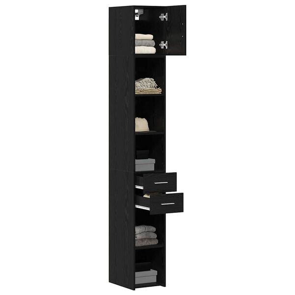 vidaXL Storage Cabinet with Drawer 2 pcs Black Oak 30 x 42.5 x 225 cm