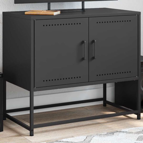 vidaXL TV Cabinet Black 68.5x39x60.5 cm Steel