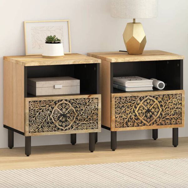 vidaXL Bedside Cabinets 2 pcs 40x33x46 cm Solid Wood Mango